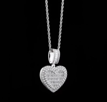 Luxury Custom Photo Heart Locket w/ CZ Diamonds